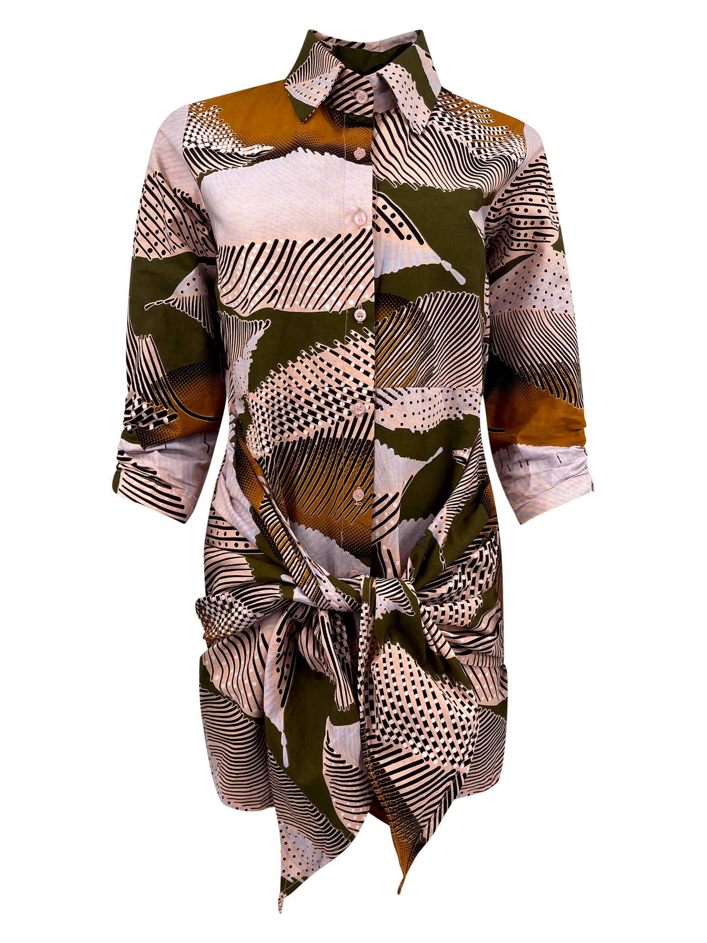 Load image into Gallery viewer, Cream and Green Abe shirt dress

